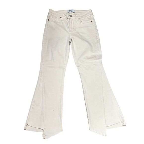 Etica Micki Flared Jean with Chewed Hem in Off White NWT Size 25 - Picture 1 of 7